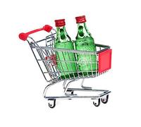 Parliky Mini Carrito de Compras de Juguete Rojo Mediano con Ruedas para Almacenamiento y Decoración de Escritorio