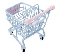 Parliky Mini Carrito de Supermercado Pequeño de Juguete y Almacenamiento, Soporte para Esponjas de Maquillaje, Cesta Decorativa Azul, Accesorio para Escritorio y Fotos, 1 Pieza, Adecuado