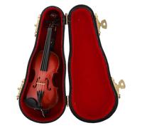 Parliky Mini Violín de Madera Artesanal con Arco y Estuche Modelo Decorativo Miniatura Realista para Escritorio Hogar y Oficina Adorno Musical Compacto para Coleccionistas y Amantes Música