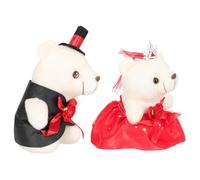 Parliky Muñecos de Oso de Peluche para Decoración de Boda y San Valentín Tamaño Mediano Color Rojo Suave y Flexible Adornos para Dormitorio y Sala de Estar Set de 2 Unidades