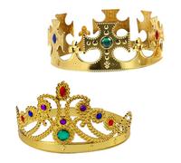 Parliky para Cosplay y Fiesta de Halloween para Conjunto de 2 Piezas Coronas Doradas Cruz Real y Reina Nueve Gemas Accesorio Decorativo para Cumpleaños y Eventos