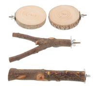 Parliky Perchas de Madera Maciza para Loros Grandes Soporte Multifuncional con Plataforma Plana y Rama para Moler Garras Accesorios Portátiles para Jaulas de Periquitos y Aves