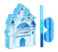 Parliky Pinata Castillo Princesa Colgante de Hielo Azul para Fiesta de Cumpleaños Infantil Cubierta para Ojos Decoración de Castillo Encantado para Celebraciones