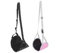 Parliky Reposapiés de Viaje Ajustable para Avión y Tren Hamaca Portátil para Pies Vuelos Largos Juego de 2 Unidades Negro y Rosa Bolsa de Transporte Material Afelpado Cómodo y Fácil de