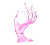 Parliky Soporte De Anillos y Pulseras Transparente Tamaño Mediano Plástico Resistente Soporte Multifunción Para Joyas Exhibidor Artesanal Para Tienda y Hogar Rosa