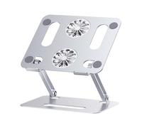 Parliky Soporte Ventilado para Portátil y Tablet de Aleación de Aluminio Doble Ventilador y Articulación Giratoria, Compatible Laptops bajo 17.3 Pulgadas, Adecuado para Decoracion Verano