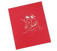 Parliky Tarjeta de Felicitación Navideña 3D Diseño de Barco Papel Troquelado 15X15 CM Colorido Tarjeta Pop-Up para Regalos y Festividades Navideñas