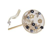 Parliky Vintage Round Hand Fan Bride Antique Chinese Style Classical Wedding Accessory With Tassel Elegant For Photography And Party Decor