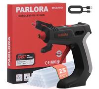 Parlora Pistola de pegamento caliente inalámbrica, precalentamiento rápido de 15 segundos, kit de mini pistola de pegamento de superficie de agarre suave, apagado inteligente, pistola de pegamento y