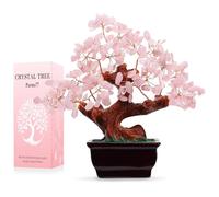 Parma77 - Árbol decorativo Feng Shui de cristal de cuarzo rosa natural para atraer riqueza y suerte, bonsái de cristal curativo, regalos para mujeres