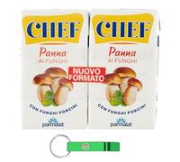 Parmalat Chef Panna ai Funghi Porcini - Crema de porcini con setas porcini (18 unidades, ideal para condimentar los primeros platos de todo tipo, 2 x 125 ml + llavero Beni Culinari gratuito)