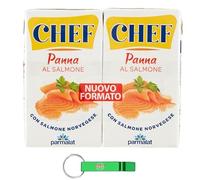 Parmalat Chef Panna al Salmone - Crema con salmón (18 unidades, ideal para condimentar primeros platos de todo tipo, 2 x 125 ml + llavero Beni Culinari gratuito)