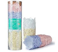 Parmedu 160 Piezas de Papel de Tulipán para Cupcakes y Muffins Resistentes al Aceite, Tamaño Estándar, 4 Colores, Diseño de Rosas, Tazas para Hornear, Envoltorios para Cupcakes
