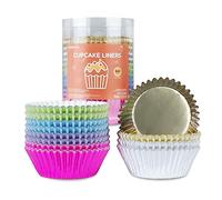 Parmedu 240 Piezas de Papel Metálico para Magdalenas - Tamaño Estándar 5 cm Papel para Magdalenas, Gruesas y Robustas, Resistentes al Aceite - 6 Colores Tazas para Hornear Envolturas para Magdalenas