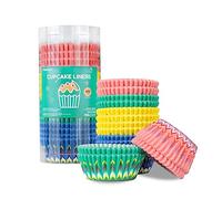 Parmedu 400 Piezas de Papel para Cupcakes, Tamaño Estándar, 5,1 cm, 4 Colores, Patrones de Girasol, Tazas para Hornear, Envoltorios para Cupcakes, Modelo BK009