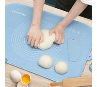 Parmedu Tapete de Amasar de Silicona Espeso: 65x45cm Tapete Extra Grande para Amasar Antiadherente con Correa de Almacenamiento y Cortador de Masa - Tapete de Silicona Resistente al Calor