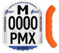 Parmelix Matrícula VMP para Patinete Eléctrico, Homologada DGT, Fácil de Instalar, Resistente a la Intemperie, Incluye Protector de Silicona para Maneta de Freno.