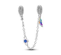 Parmuz 925 Cadena de seguridad de plata esterlina para pulsera Amor Mariposa Mal de ojo Tapón Espaciador Charm Clip Charms Colgantes Colgantes Cuentas Joyería Regalo para Mujeres