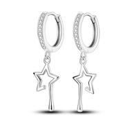 Parmuz 925 Pendientes de aro colgantes colgantes de plata esterlina para mujer Boho vintage Evil Eye Star Moon Love Colgante Conjunto de aretes pequeños de joyería Huggie