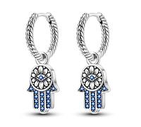 Parmuz 925 Pendientes de aro colgantes colgantes de plata esterlina para mujer Boho vintage Evil Eye Star Moon Love Colgante Conjunto de aretes pequeños de joyería Huggie