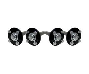 Parnells - 2 Pares - Hub & Stub Axles - 4xm12 Studs, 100 mm PCD, 40x40 mm, 125 mm Long, 128.7 Km/H, 900 kg per Pair - para Quad ATV Trailer, Ride on Lawn Mower, Volteadores de Heno, Heno Bobs