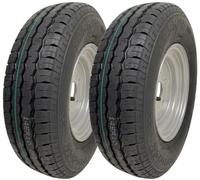 Parnells - Juego de 2 ruedas de remolque completas de alta velocidad, neumáticos sin cámara Wanda Wr068 radiales 145r10 + 4 pernos PCD de 100 mm, carga máxima 430 kg cada uno a 65 psi