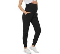 PARNIXS Pantalones de mujer para embarazo, todo el abdomen, pantalones deportivos de moda para otoño e invierno, Negro, XL