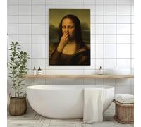 Parodia de la Mona Lisa, decoración de pared para el baño, tapándose la nariz, póster vintage de mal olor, humor de baño, divertido, Leonardo Da Vinci (60x90cm (24x35in))