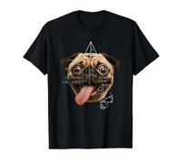 Parodia de Meme Matemáticas Perro Pug de Ojos Salvajes Camiseta gráfica económica, Hombre, Negro, S