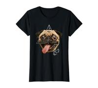 Parodia de Meme Matemáticas Perro Pug de Ojos Salvajes Camiseta gráfica económica, Mujer, Negro, M