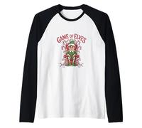 Parodia Divertida de Elfos de Navidad de Game of Elves Camiseta Manga Raglan