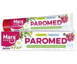 PAROMED - Pasta dentífrica con 6 hierbas + sal mineral; protege contra el sangrado de las encías y la enfermedad periodontal, con equinácea, salvia, mihrre/protección completa, encías sanas