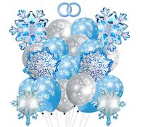 ParPix Decoración de cumpleaños de Frozen (globo de copos de nieve + globo de látex)