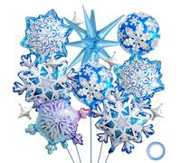 ParPix Globos de copos de nieve, decoración de cumpleaños, globos de nieve, copos de nieve, decoración navideña, globos de nieve, estrella, copo de nieve, decoración de invierno