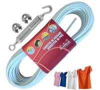 parpyon® Hilo para tender la ropa exterior 10 m x d.4,5 mm resistente, tendedero Made in Italy cable de acero revestido (hilo + kit)