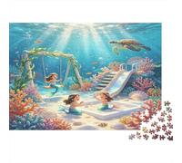 Parque Acuático Sirena Submarino Puzzle de 1000 Piezas para Adultos Papel Juego de Puzzle Mundo Fantasía Relajante Familia Decoración Regalo 52x38cm/1000pcs