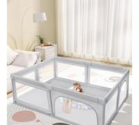 Parque Bebe Plegable y Modulable - Antideslizante, interior y exterior, montaje y desmontaje sencillos, extraíbles, juegos infantiles, 205 x 147 x 66 cm, color gris claro