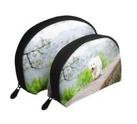 Parque Bichón Frisé Mascotas Perros Perros Bichón Frisé, Bolsa de Maquillaje de Concha, Monedero pequeño para Mujer, Bolsa de artículos de tocador, Bolsa de cosméticos, 2 Piezas