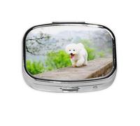 Parque Bichón Frisé Mascotas Perros Perros Bichón Frisé, Pastillero cuadrado para bolsillo o monedero, pequeño contenedor de pastillas, organizador de pastillas de viaje