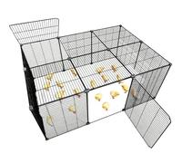 Parque Conejos Gallinero De Metal para Exterior con Cubierta Superior Y Puerta Lateral Rejilla De 1,5 Cm para Conejos, Cobayas, Patitos Y Cachorros, Varias Medidas Disponibles(142x72x46cm)
