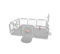 Parque de bebé de tela Oxford, parque de juegos para bebés, cerca de bebe, pequeño parque infantil para el apartamento con cremallera y baloncesto, 50 bolas, 4 anillas, 180 x 120 x 66 cm (gris claro)