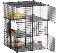 Parque de Juegos for Gatos de Interior, de Bricolaje, de 3 Niveles, de Alambre de Metal Desmontable, Jaula Grande for Hacer Ejercicio, Ideal for 1 o 2 Gatos, Mascotas, etc.(Schwarz)