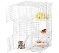 Parque de Juegos for Gatos de Interior, de Bricolaje, de 3 Niveles, de Alambre de Metal Desmontable, Jaula Grande for Hacer Ejercicio, Ideal for 1 o 2 Gatos, Mascotas, etc.(White)