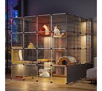 Parque de Juegos for Gatos de Interior, diseño de PVC Transparente, jaulas for Mascotas for Animales pequeños, Lugar de Ejercicio Grande Ideal for 1 o 2 Gatos(Package C,145 * 145 * 145CM)