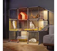 Parque de Juegos for Gatos de Interior, diseño de PVC Transparente, jaulas for Mascotas for Animales pequeños, Lugar de Ejercicio Grande Ideal for 1 o 2 Gatos(Package C,110 * 75 * 109CM)