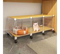 Parque de juegos for gatos for interiores, recintos for gatos, jaula desmontable for animales pequeños con ruedas, gran lugar de ejercicio ideal for 1-3 gatos, conejos y animales pequeños(105x45x40cm)