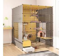 Parque de juegos for gatos, jaulas for gatos de interior, con caja de arena, recinto for gatos de bricolaje, jaula de alambre extraíble, jaulas for animales pequeños, lugar de ejercicio grande ideal f