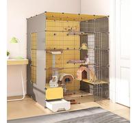 Parque de juegos for gatos, jaulas for gatos de interior, con caja de arena, recinto for gatos de bricolaje, jaula de alambre extraíble, jaulas for animales pequeños, lugar de ejercicio grande ideal f