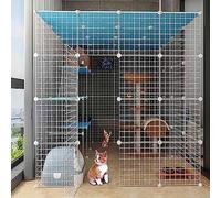 Parque de Juegos for Gatos, recintos for Gatos de Interior, Grandes perreras de Metal Desmontables for Gatos, Jaula for Hurones, Jaula for Animales pequeños(147x147x145cm(2))