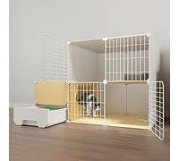 Parque de Juegos para Gatos Jaulas para Gatos Jaula para Gatos de Bricolaje para Interiores, Corral para Animales Pequeños con Puerta, Jaulas de malla para interiores/exteriores,Blanco,111x49x75cm